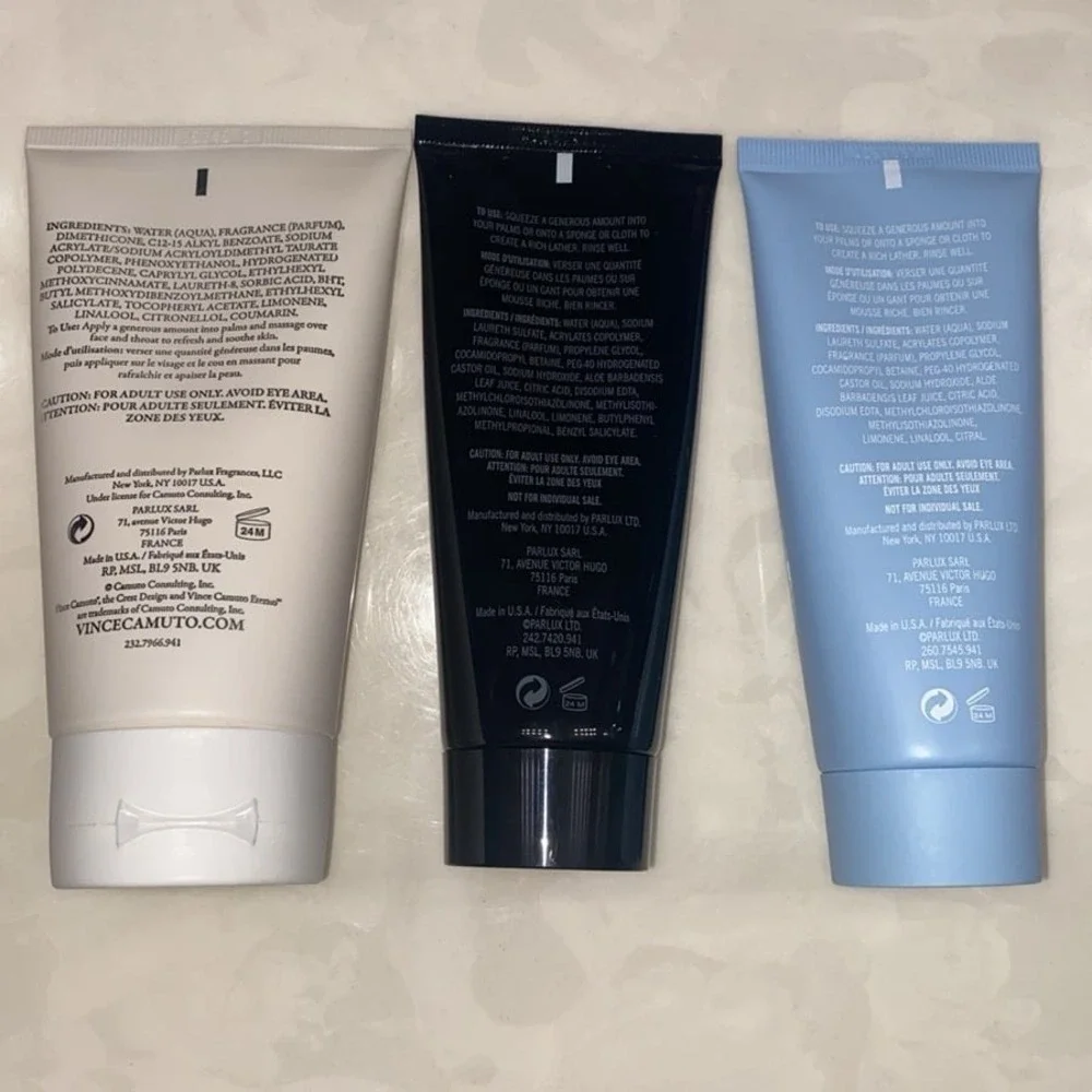 (Lot of 3) Kenneth Cole Men's body wash (2) and (1) Vince Camuto Aftershave Balm